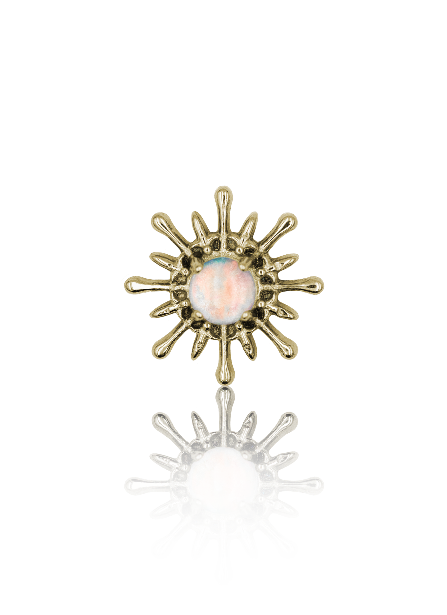 Kolczyk do ucha "Opal sun" - anodyzowany tytanowy labret z opalem