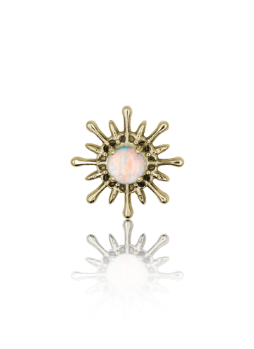 Kolczyk do ucha "Opal sun" - anodyzowany tytanowy labret z opalem