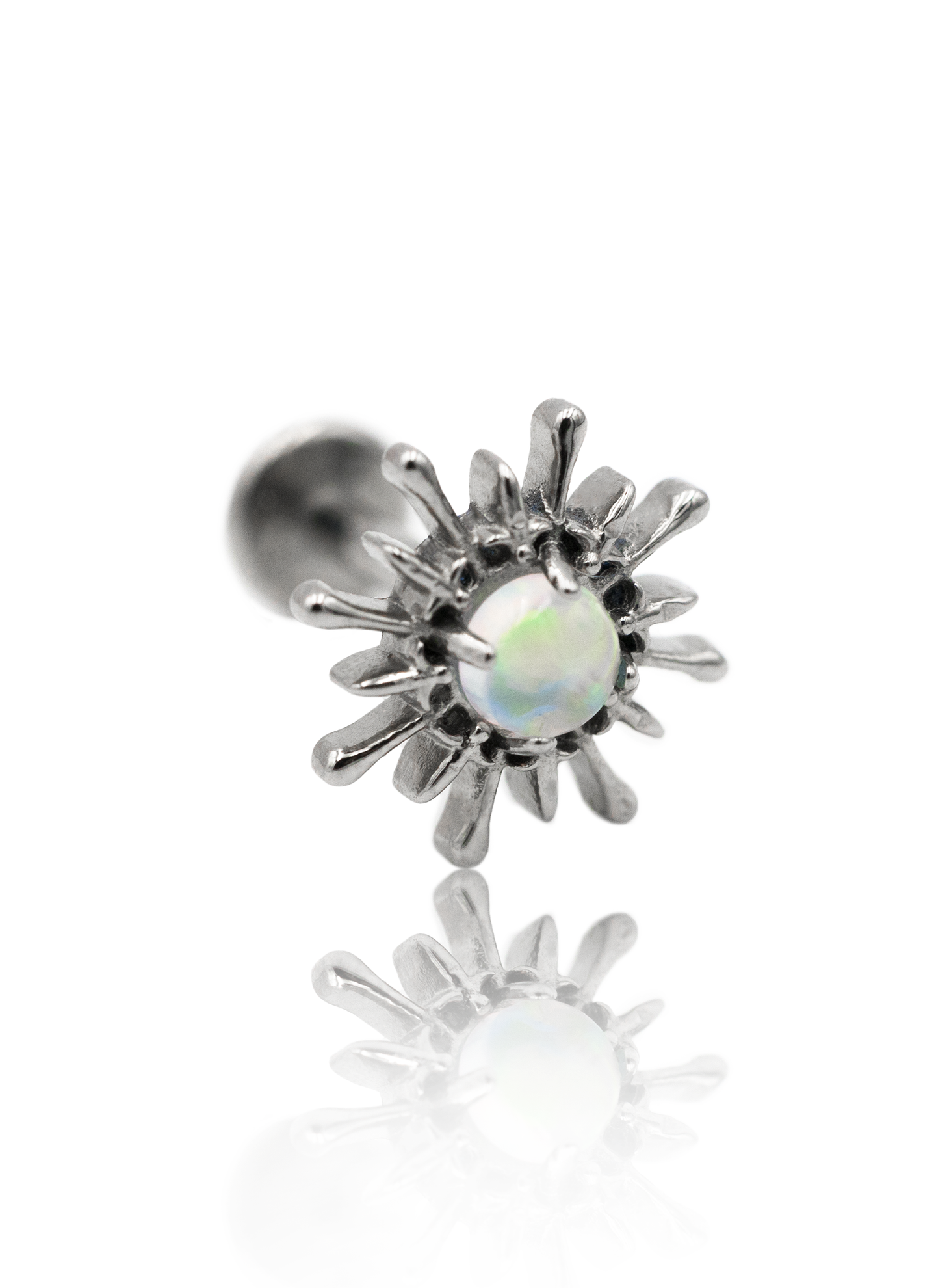 Kolczyk do ucha "Opal sun" - tytanowy labret z opalem