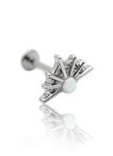 Earring "Opal web" - titanium labret spider web with opal