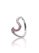 "Rose snake to be" earring - titanium clicker with pink zircons