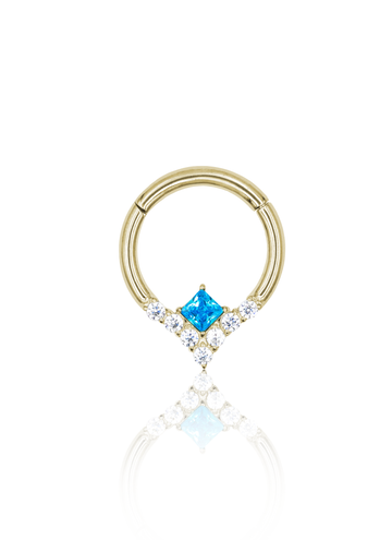 Kolczyk do ucha "Sharp end" - anodyzowany tytanowy clicker z cyrkoniami