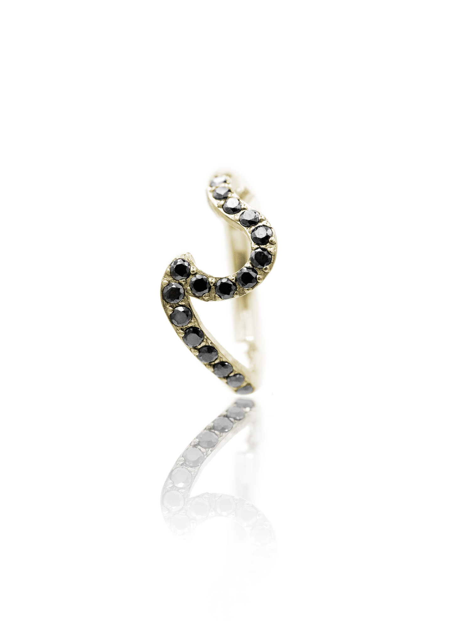 Kolczyk do ucha "Black snake to be" - tytanowy clicker z czarnymi cyrkoniami