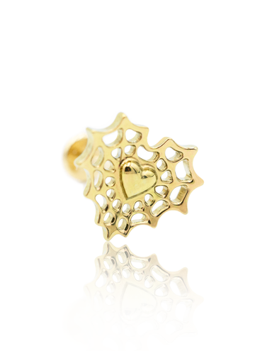 Kolczyk do ucha "Spider love" - anodyzowany tytanowy labret pajęczynka