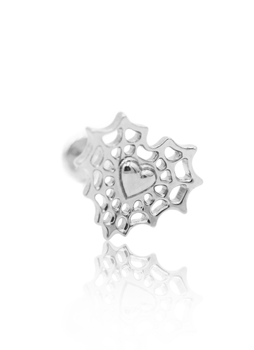 Kolczyk do ucha "Spider love" - tytanowy labret pajęczynka
