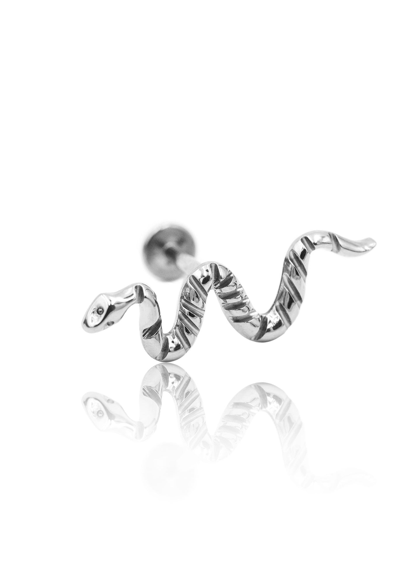 Kolczyk do ucha "Sssnake" - tytanowy labret z wężem