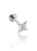 Kolczyk do ucha "Star zirconia" - tytanowy labret z pojedynczą cyrkonią