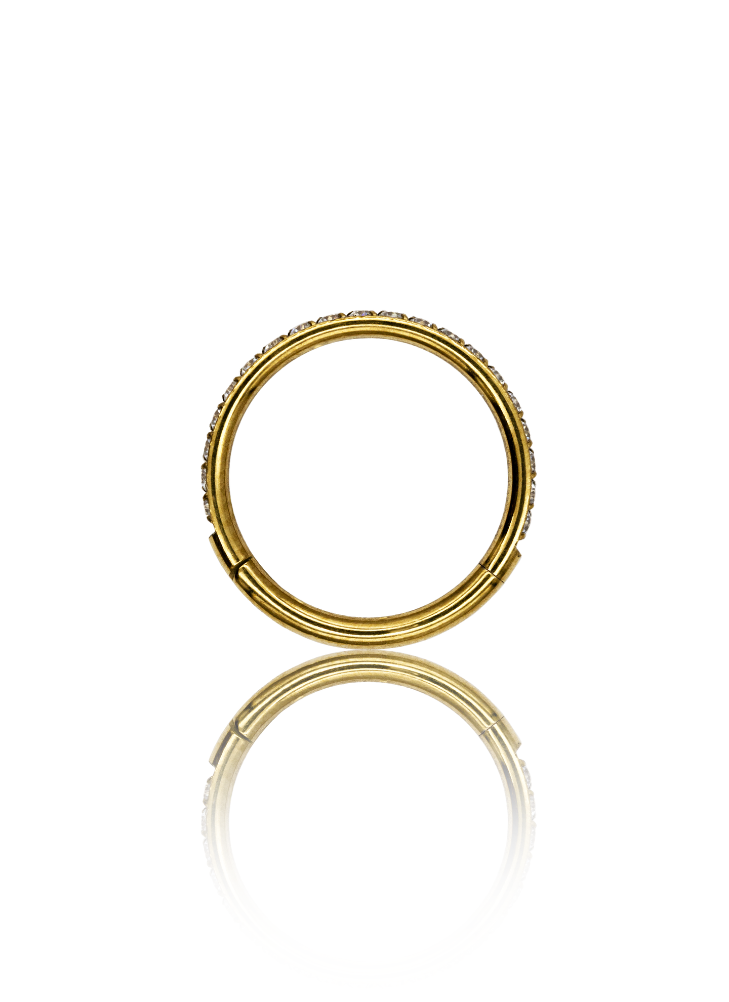 Kolczyk do ucha "Straight line gold" - tytanowy clicker z cyrkoniami