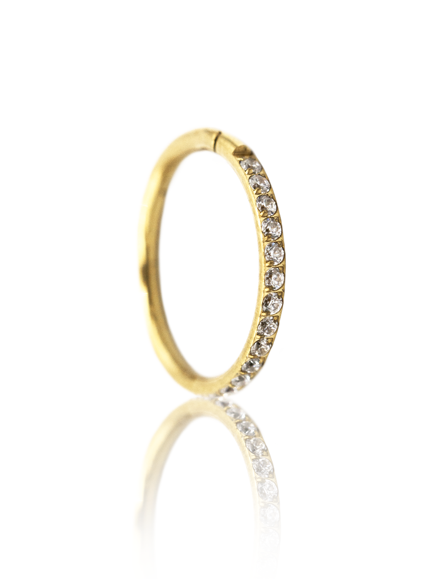 Kolczyk do ucha "Straight line gold" - tytanowy clicker z cyrkoniami