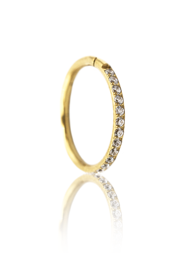 Kolczyk do ucha "Straight line gold" - tytanowy clicker z cyrkoniami