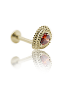 Kolczyk do ucha "Third eye red" - złoty tytanowy labret