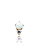 "Twins gold" earring - titanium labret with opal and zircon