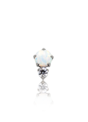 Earring "Twins" - titanium labret with opal and zircon