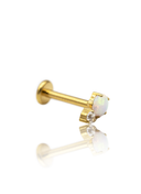 "Twins gold" earring - titanium labret with opal and zircon