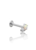 Earring "Twins" - titanium labret with opal and zircon