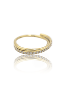 Kolczyk do ucha "Twisted line gold 10mm" - tytanowy clicker z cyrkoniami