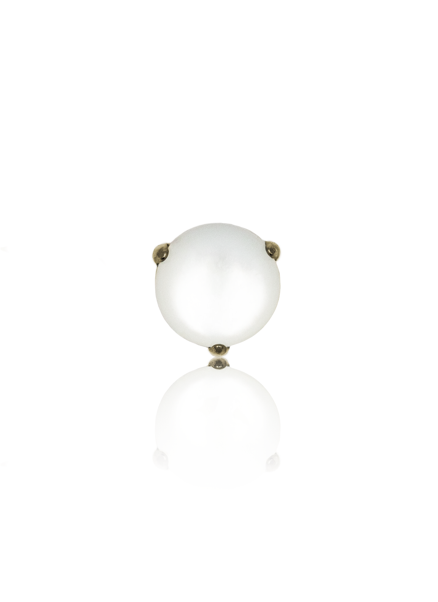 Kolczyk do ucha "White and white" - anodyzowany tytanowy labret z białym kamieniem