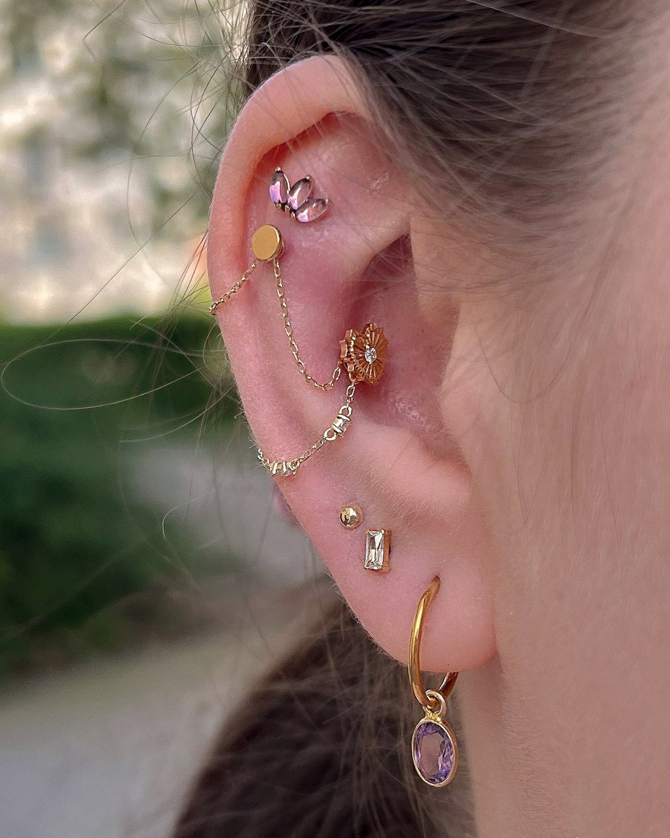 Kolczyk do ucha "Heart zirconia" - anodyzowany tytanowy labret z pojedynczą cyrkonią