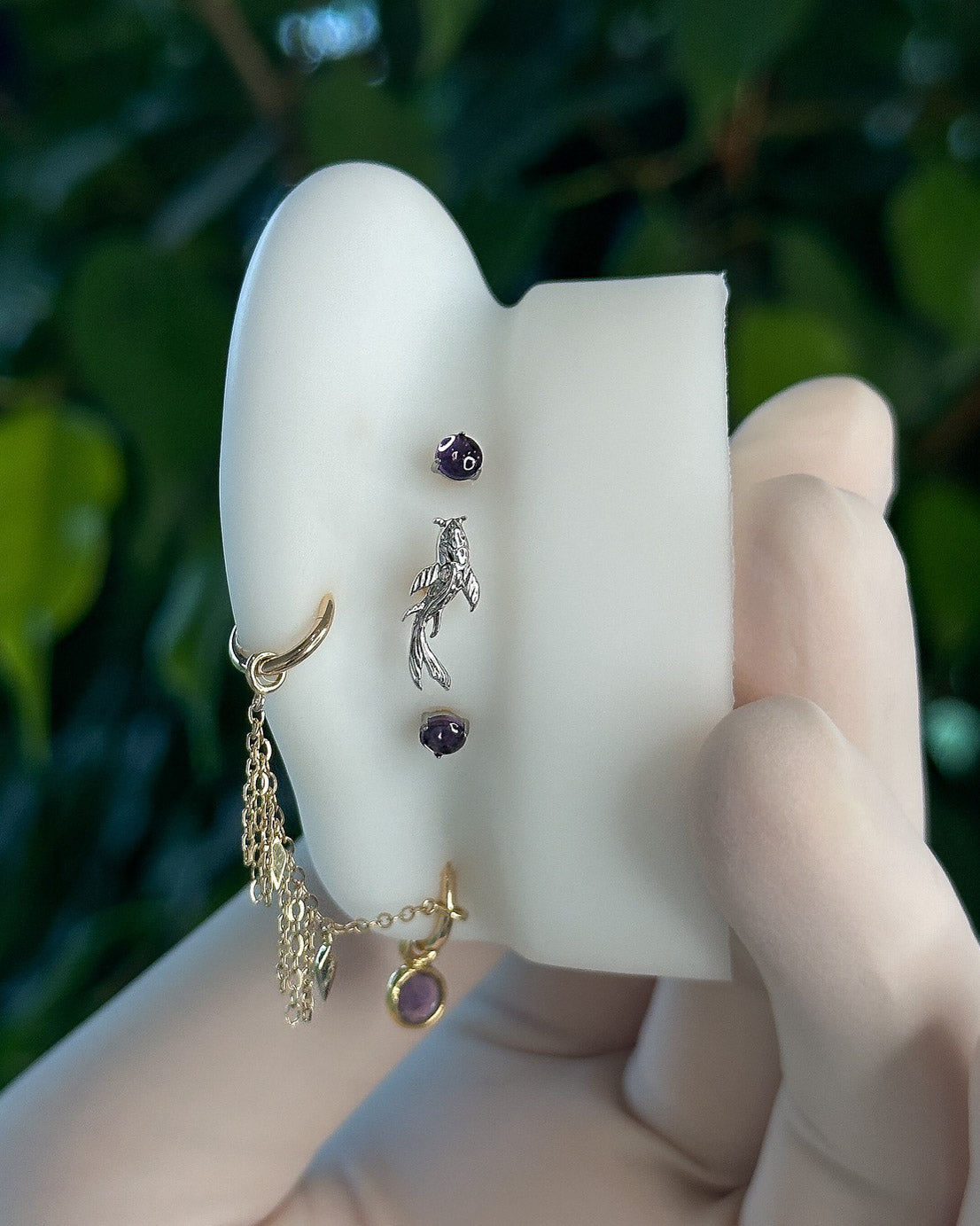 Kolczyk do ucha "Koi fish" - tytanowy labret z rybką Koi