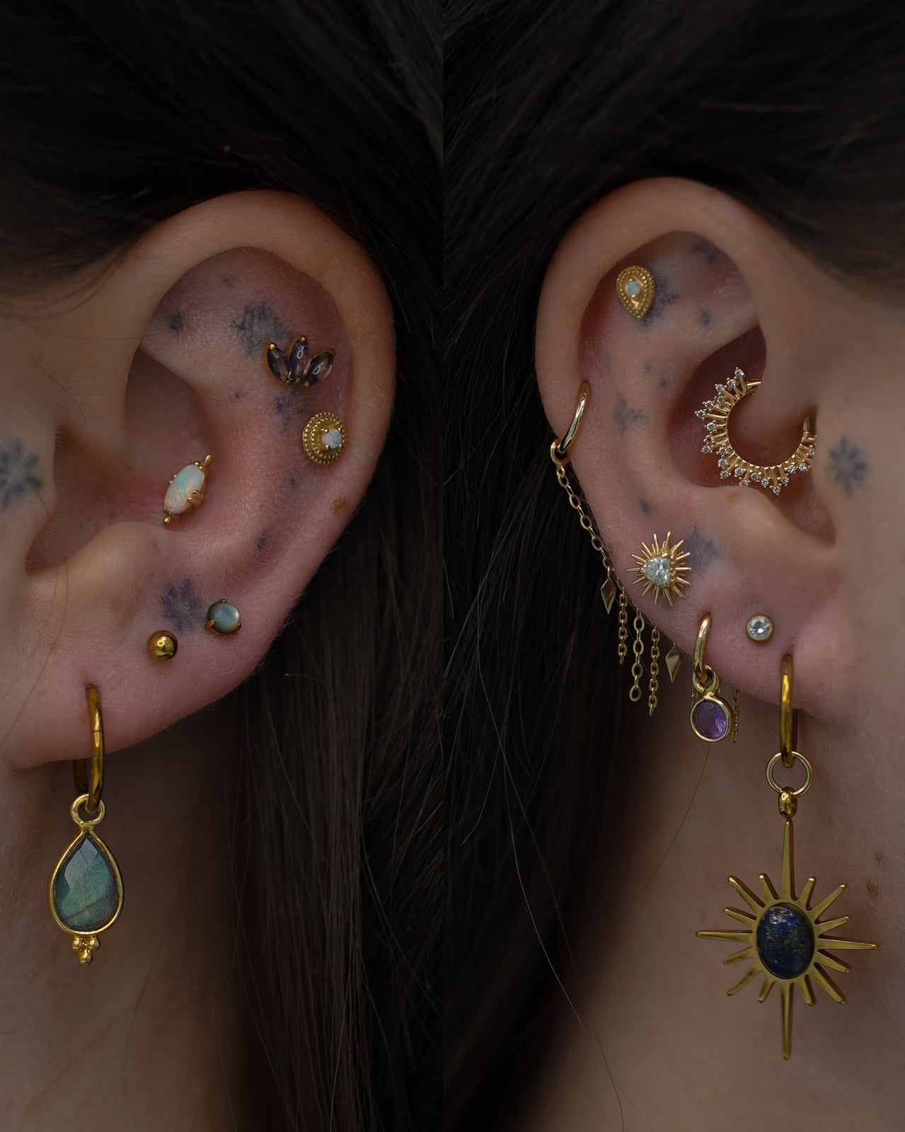 Kolczyk do ucha "Top tier" - 14K złoty clicker z cyrkoniami