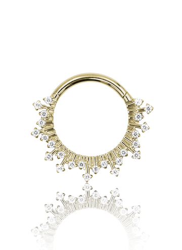 Kolczyk do ucha/ nosa "A lot of ice gold" - tytanowy clicker z cyrkoniami