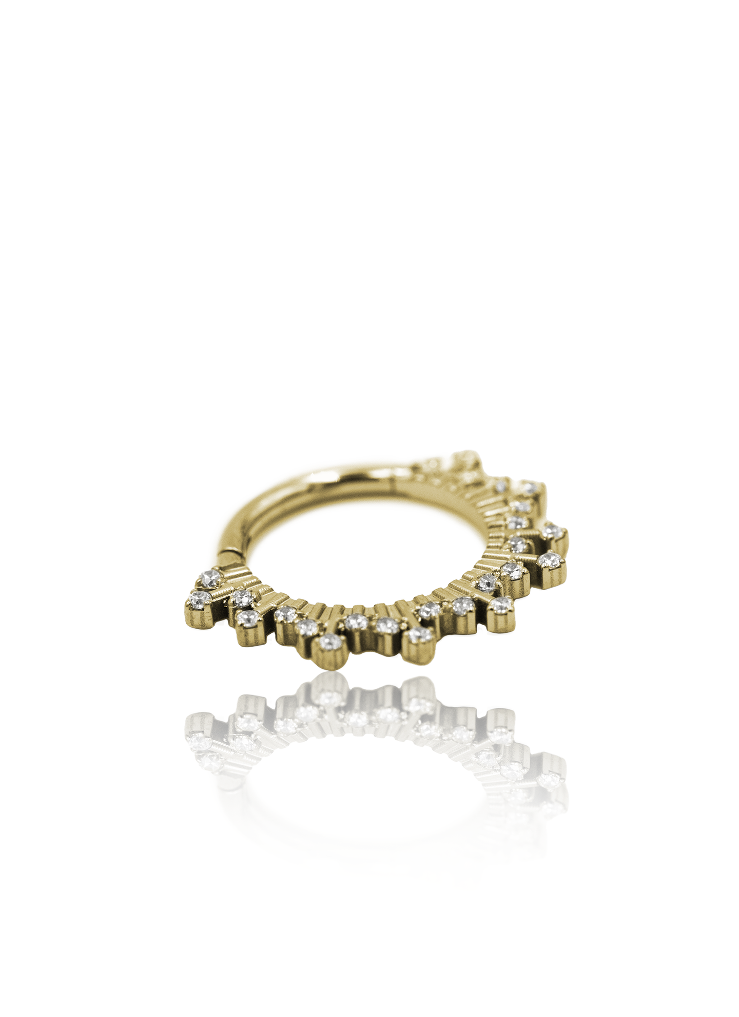 Kolczyk do ucha/ nosa "A lot of ice gold" - tytanowy clicker z cyrkoniami