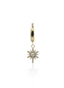 "Shining star gold" earring - titanium clicker with a star and cubic zirconias