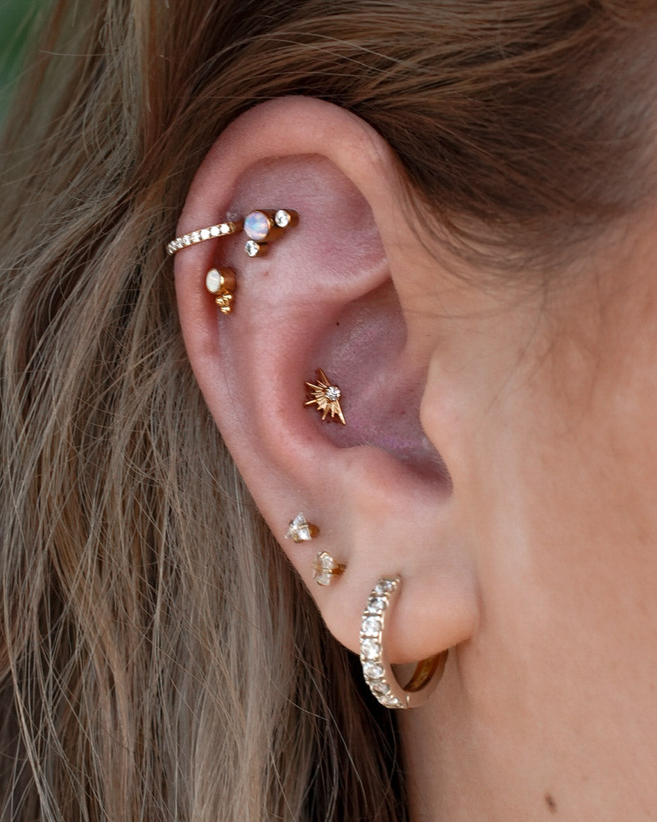 Kolczyk do ucha "Clear sunset" - tytanowy labret z cyrkonią