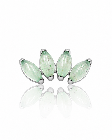 Kolczyk do ucha "4 stone light green" - tytanowy labret z kamieniami