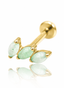 "3 stone light green" ear stud - anodized titanium labret with stones