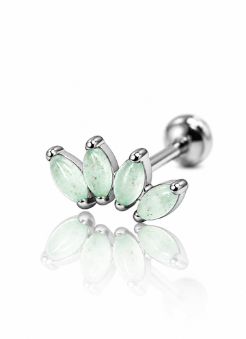 Kolczyk do ucha "4 stone light green" - tytanowy labret z kamieniami