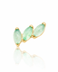 "3 stone light green" ear stud - anodized titanium labret with stones