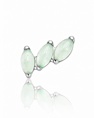 Kolczyk do ucha "3 stone light green" - tytanowy labret z kamieniami