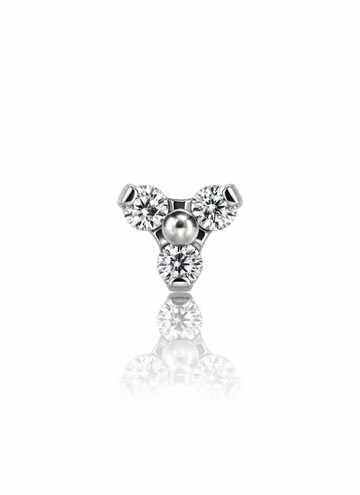 "Clear trio" earring - titanium labret with transparent zircons