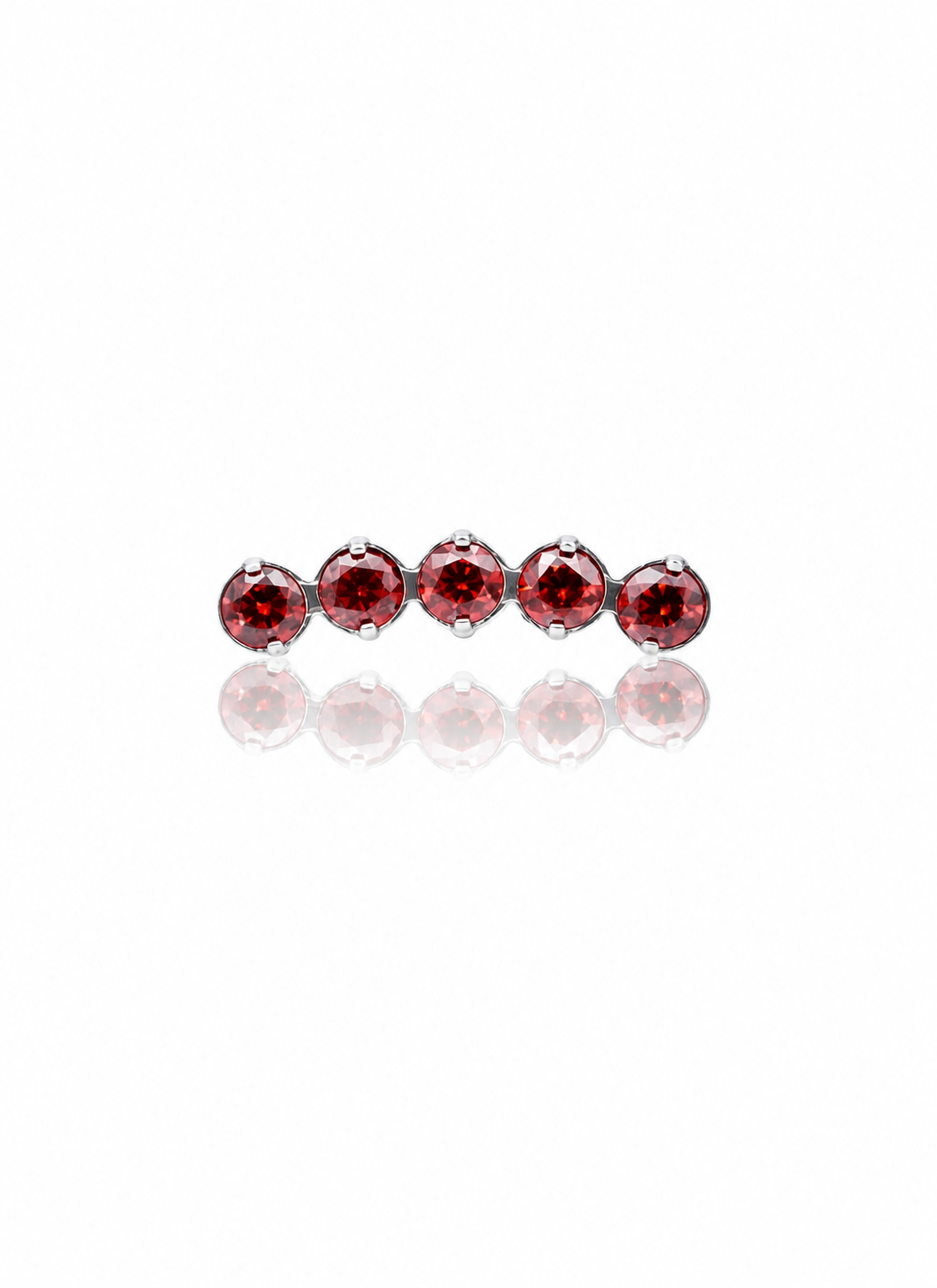 Kolczyk do ucha "Ruby arc" -  tytanowy labret z czerwonymi cyrkoniami