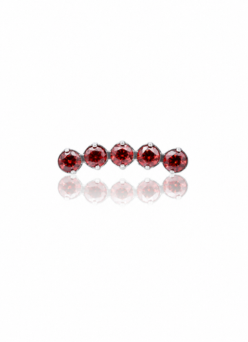 Kolczyk do ucha "Ruby arc" -  tytanowy labret z czerwonymi cyrkoniami