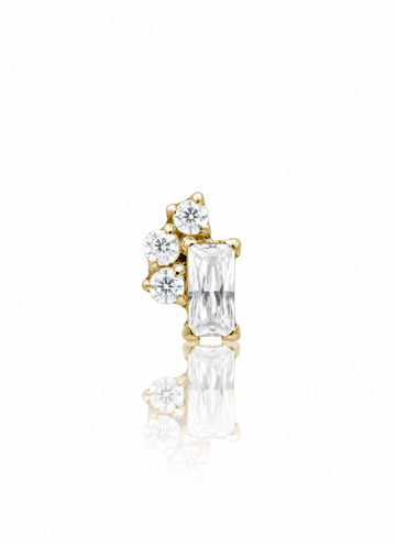 Kolczyk do ucha "Crystal bouquet" - złoty tytanowy labret z cyrkoniami
