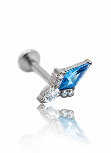 "Sharpie blue" earring - titanium labret with zircons