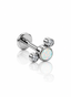 "Mix triple" earring - titanium labret with cubic zirconia and opal
