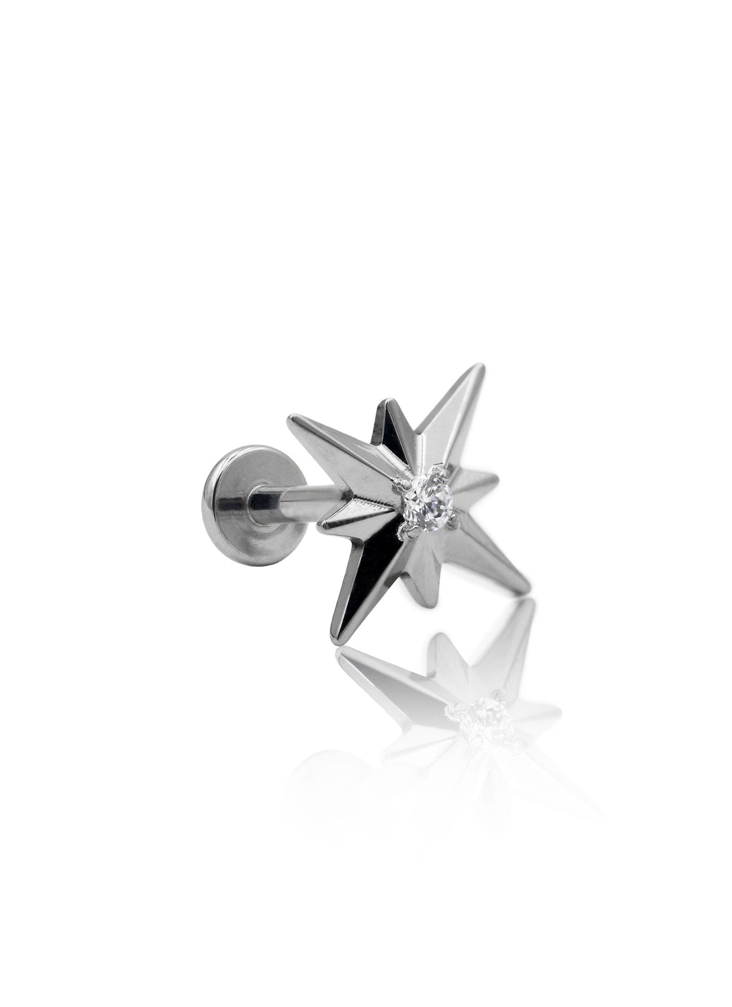 Kolczyk do ucha "Shining star" - tytanowy labret gwiazdki z cyrkonią
