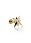 "Shining star" earring - anodized titanium labret star with zircon