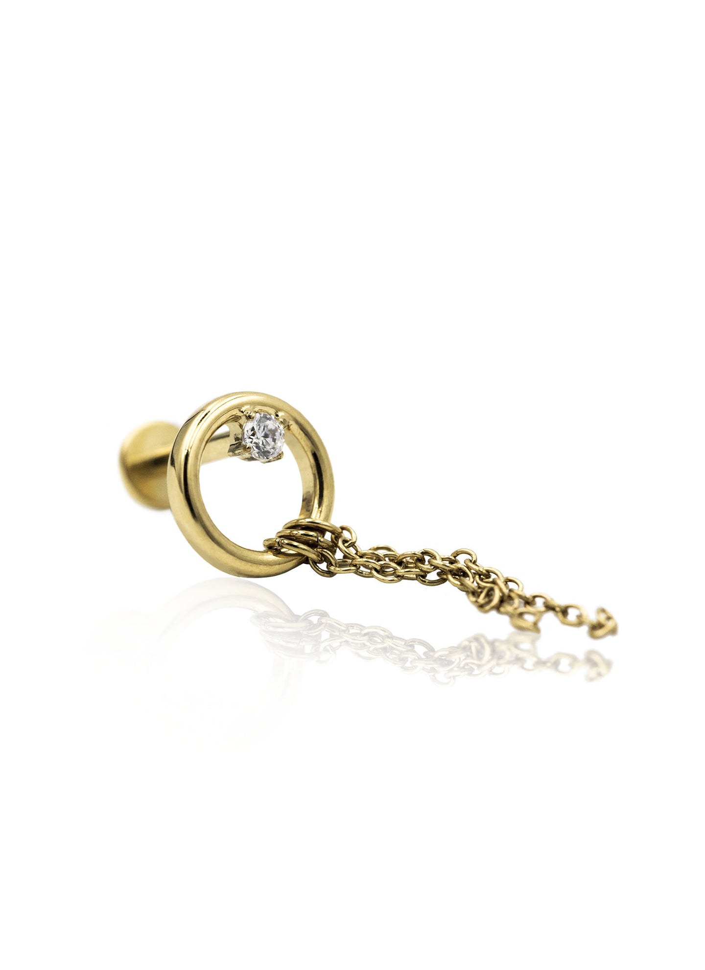 Kolczyk do ucha "Golden chain rain" - tytanowa nakrętka