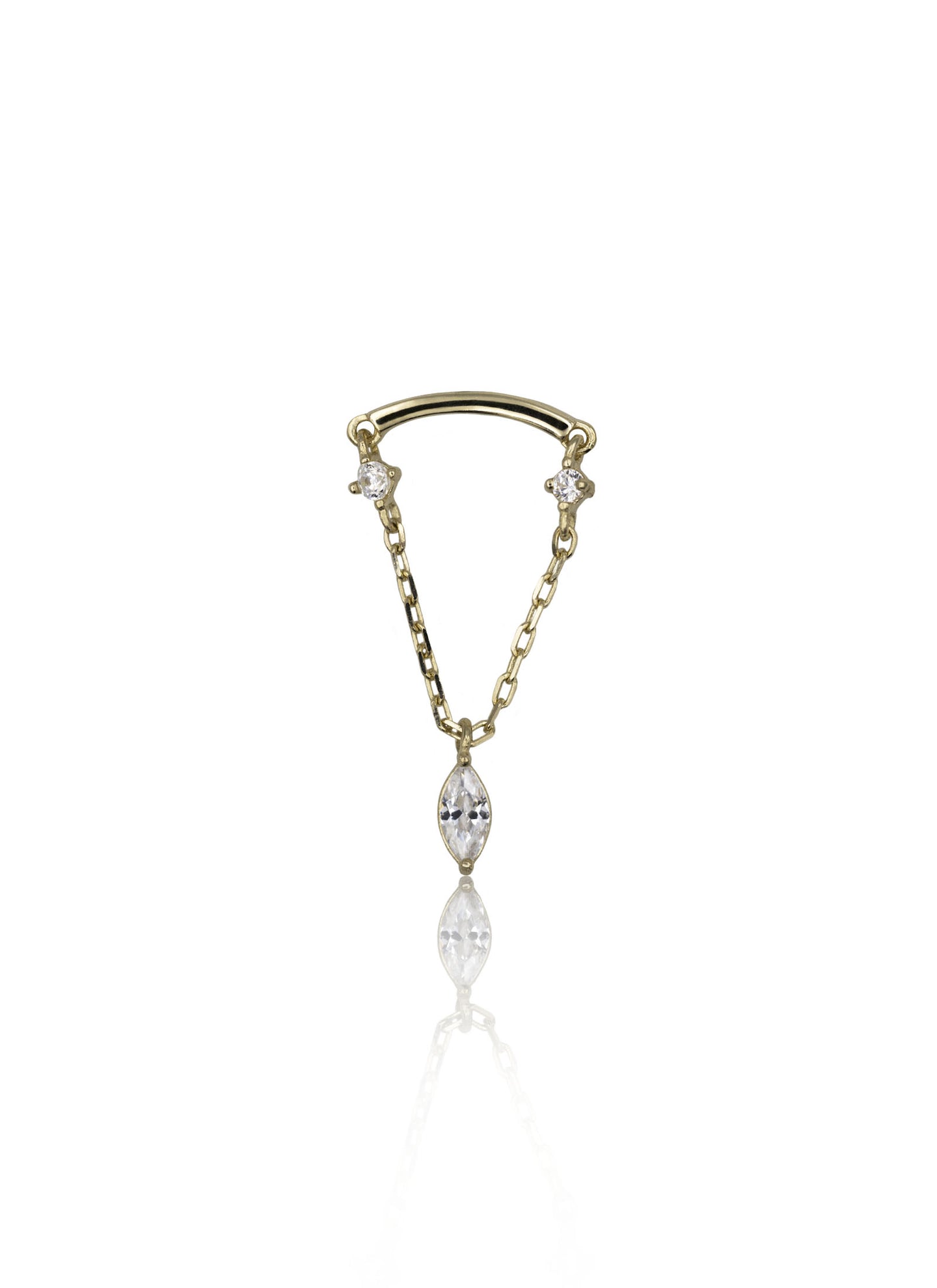 Kolczyk do ucha "Chandelier" - 14K złoty labret z cyrkoniami