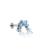 "Cluster blue" earring - titanium labret with blue zircons
