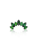 "Cluster green" ear stud - titanium labret with green zircons