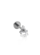 "Clear trio" earring - titanium labret with transparent zircons