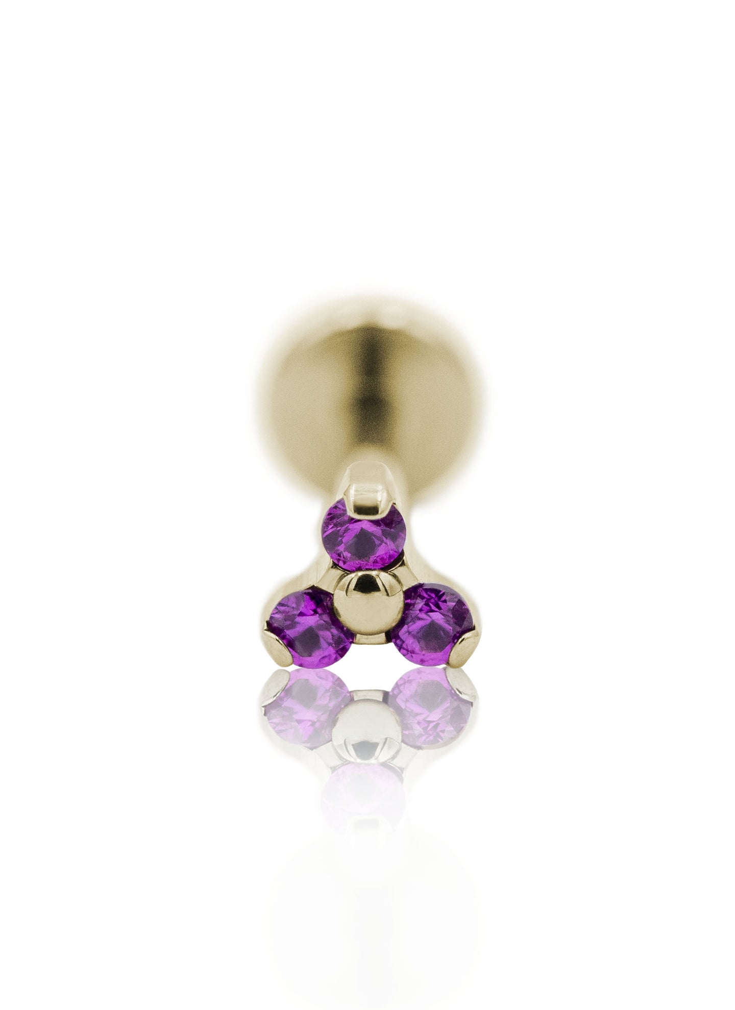 Kolczyk do ucha "Pink trio" - anodyzowany tytanowy labret z różowymi cyrkoniami