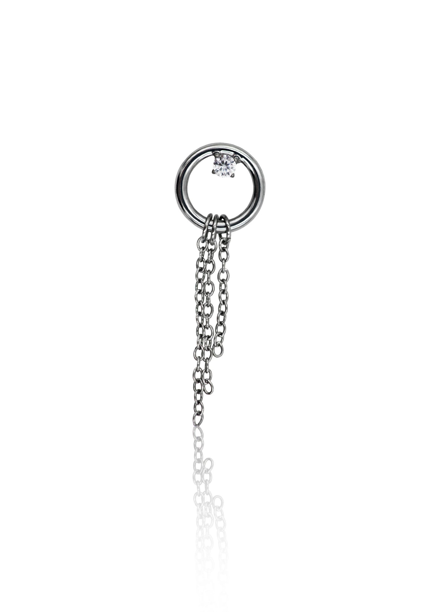 Kolczyk do ucha "Silver chain rain" - tytanowa nakrętka