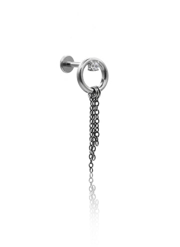 Kolczyk do ucha "Silver chain rain" - tytanowa nakrętka