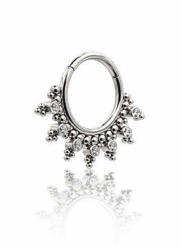 "Tiara" earring - titanium clicker with cubic zirconia